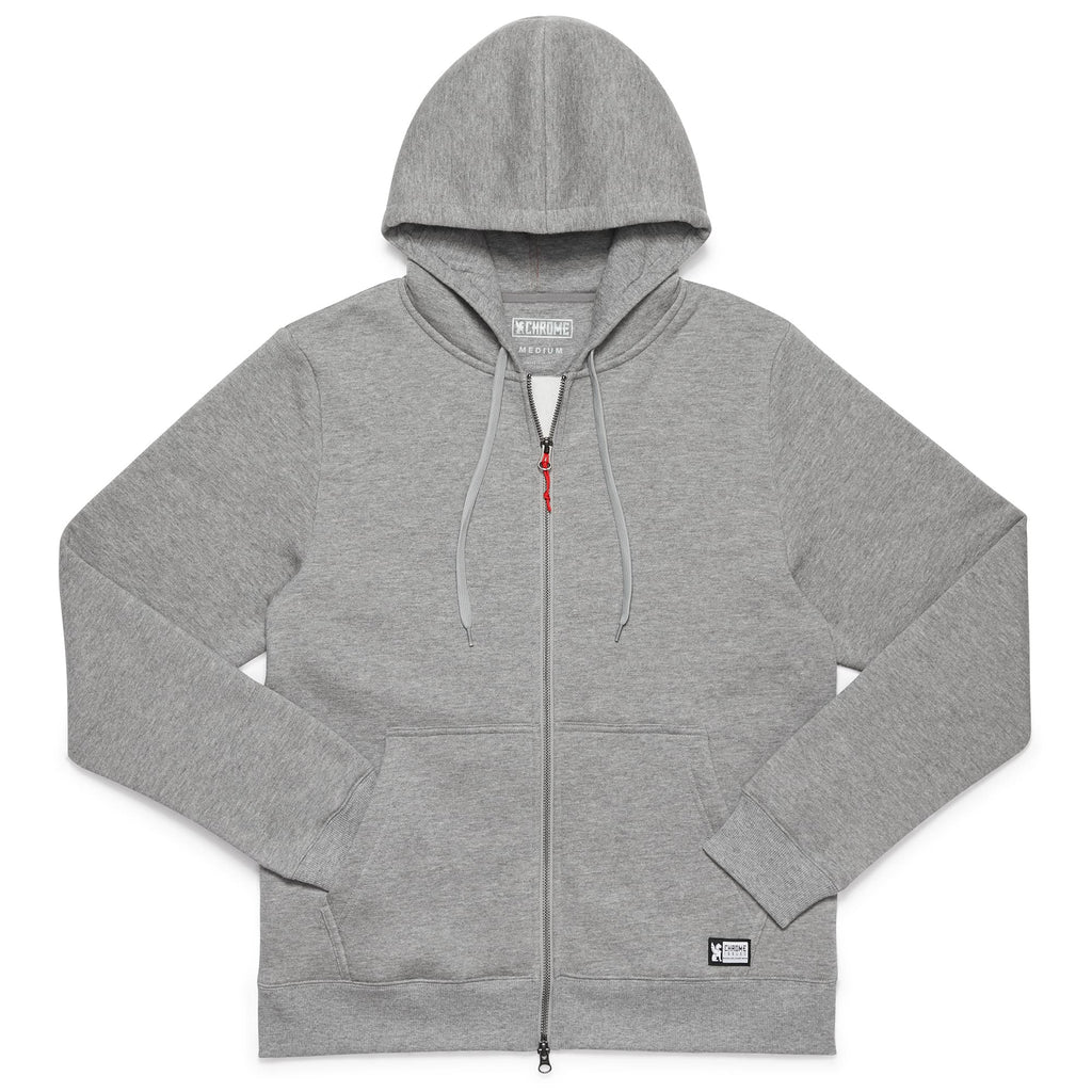 Grey fleece zip-front Hoodie #color_castlerock heather