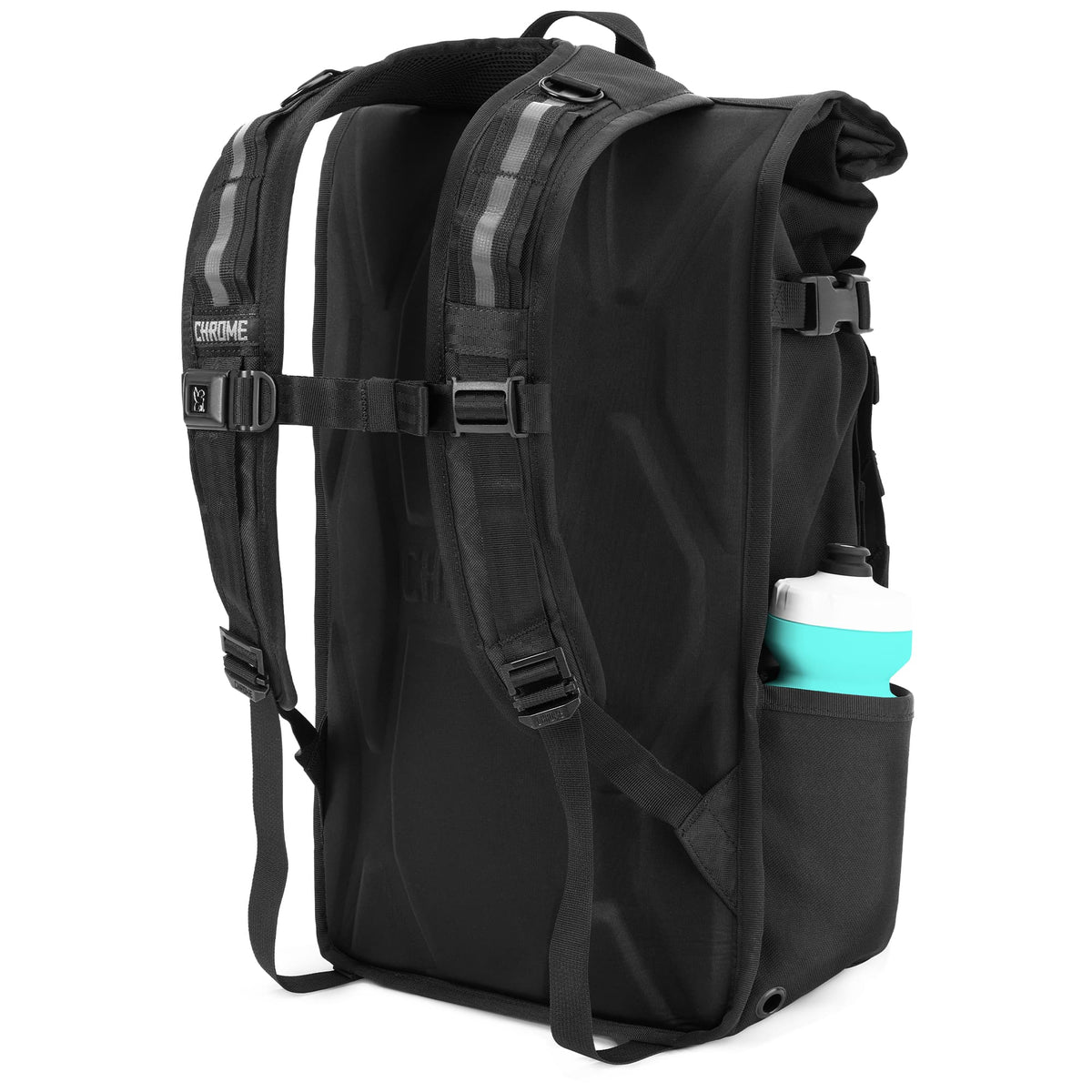 Black Barrage Cargo Backpack harness detail #color_all black