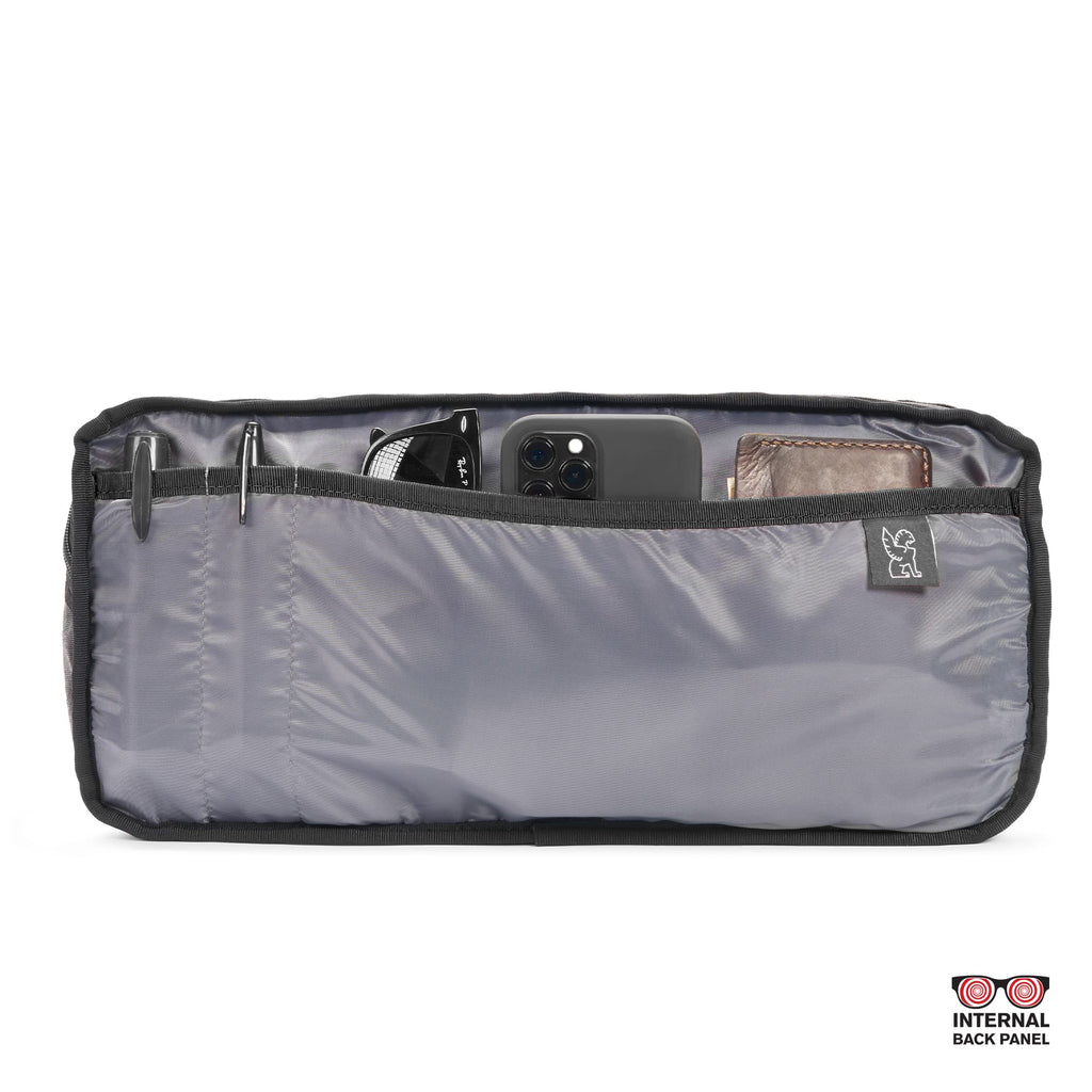 9L Kadet Sling in black inside out pocket view #color_black aluminum