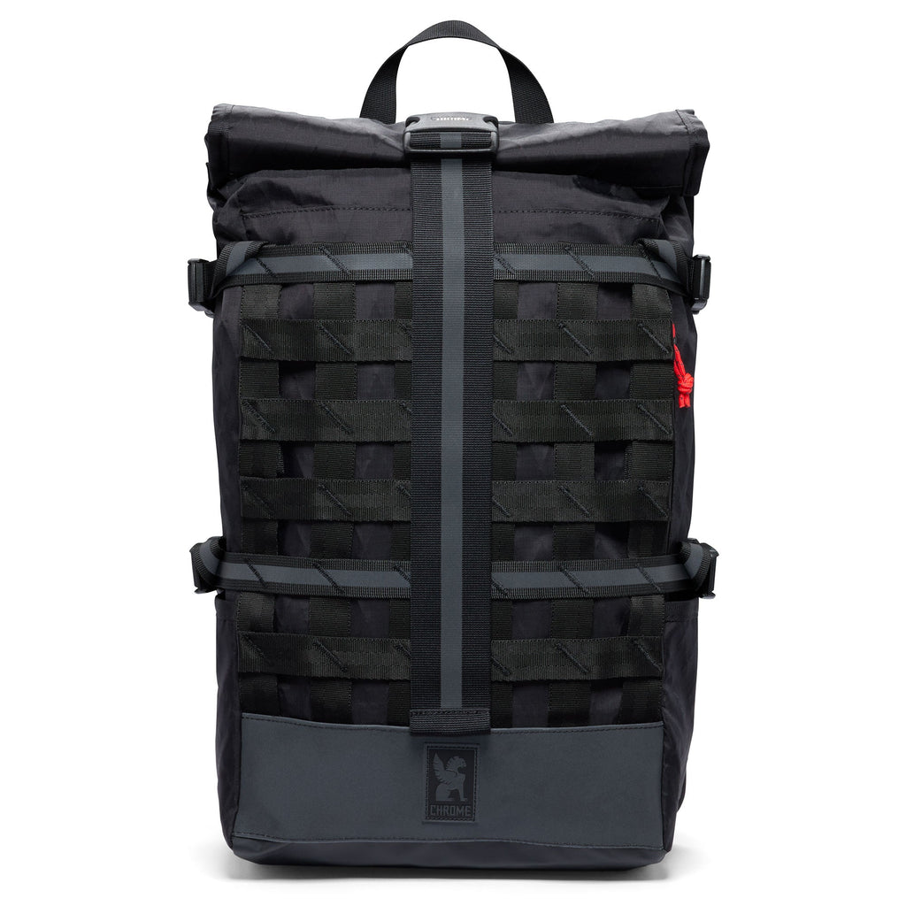 Barrage cargo backpack in black XRF fabric front view #color_black xrf